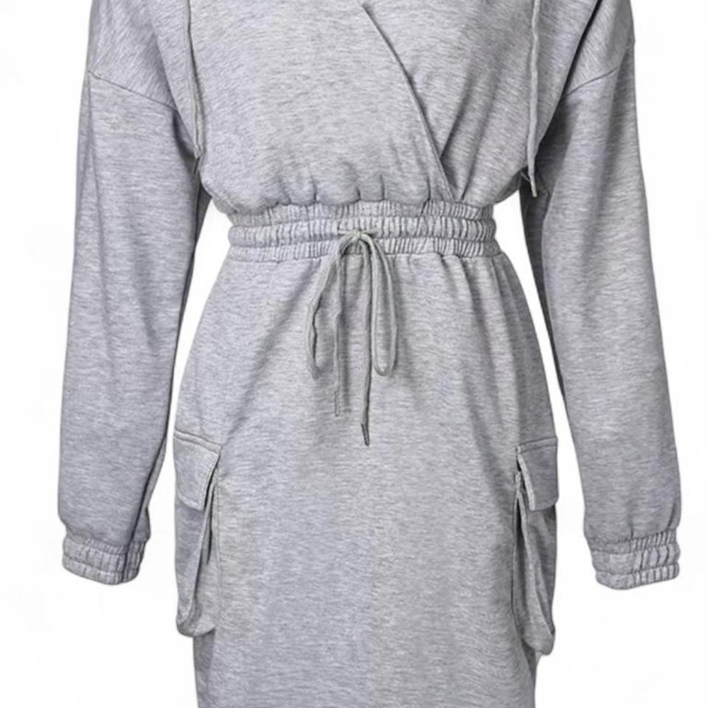 Grey wrap dress with hood XXL plus size friendly